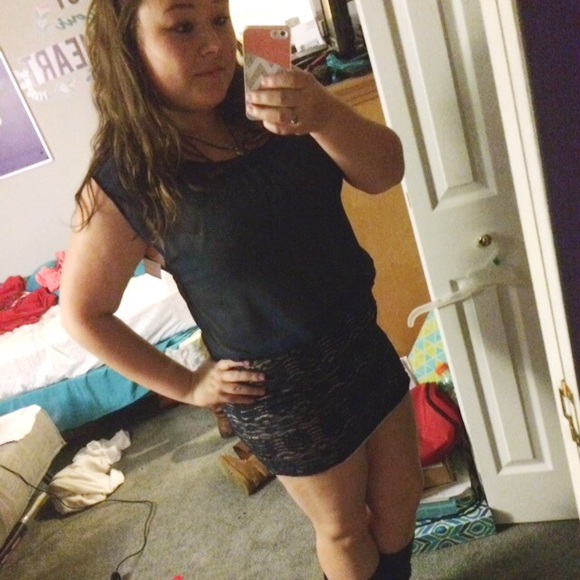 Navy Blue & Cream Lace Dress