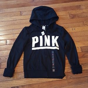 Victoria's Secret PINK Zip Up Black & White Hoodie