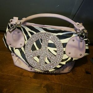 Peace sign zebra purse