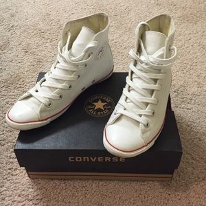Converse high top white sneakers