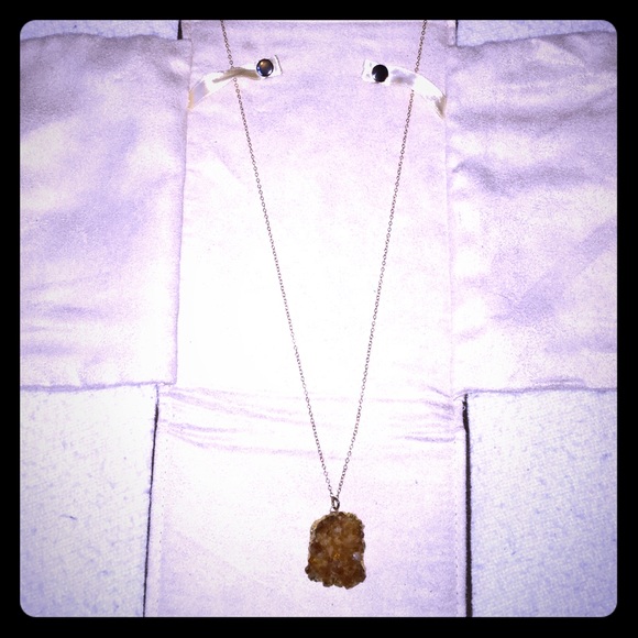 {SOLD} Raw Amber Rock Pendant Necklace