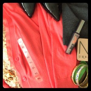 Ann Taylor 3/4 Sleeve Coral Cardigan V-Neck