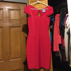 Red Herve Leger dress
