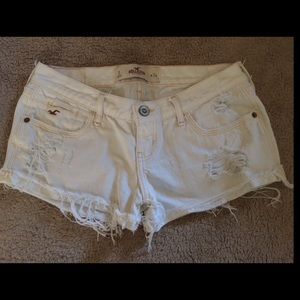 Hollister fringey cuffed white shorts