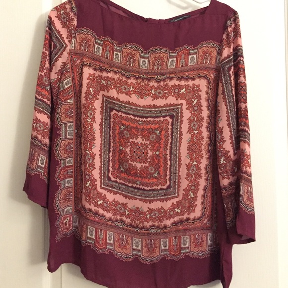 Adrianna Papell Paisley 3/4 Sleeve Shirt