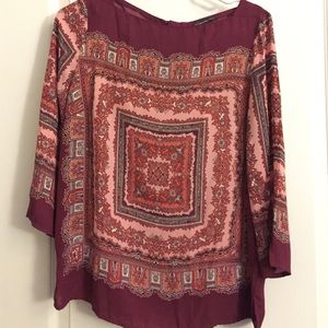 Adrianna Papell Paisley 3/4 Sleeve Shirt