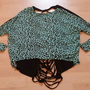 Jade colored shirts with open-back