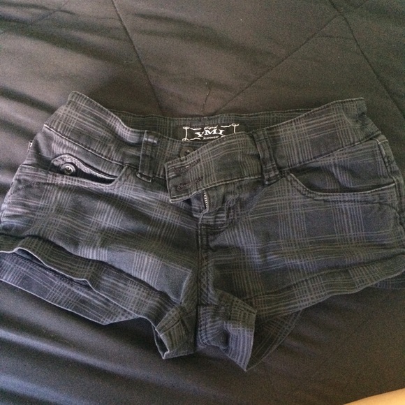 black plaid shorts