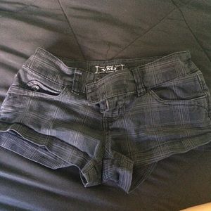 black plaid shorts