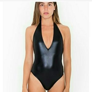 American Apparel Metallic Black Bodysuit