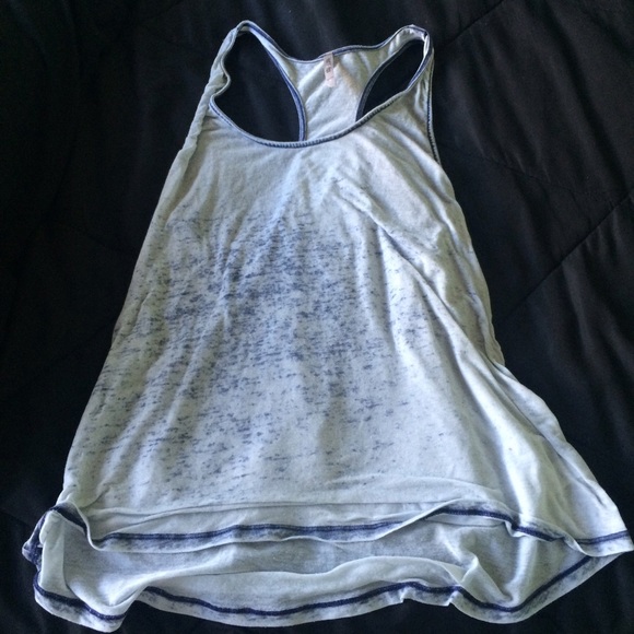 blue and white tank top