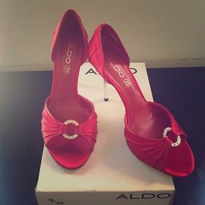 Aldo Red Satin Heels