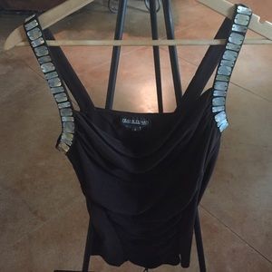 Spandex top work shell embellishments