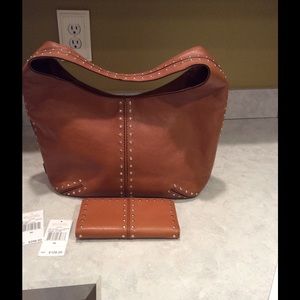 Michael Kors Leather Studded Hobo & wallet