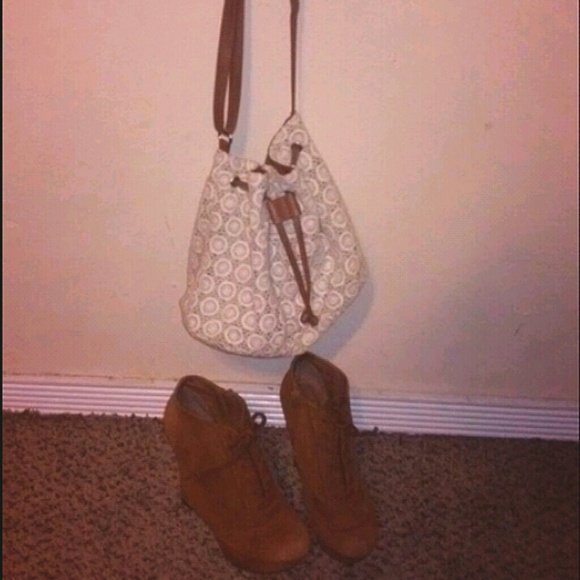 Wedge booties and bag