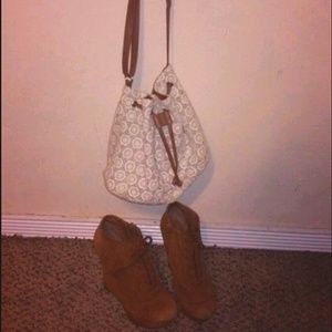 Wedge booties and bag