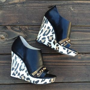 Calvin Klein Leather Leopard Wedges