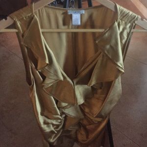 Cache gold ruffle top