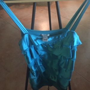 Cache turquoise silk top