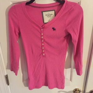 Abercrombie and Fitch pink button up top