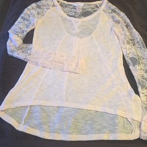 light pink, flowing sweater