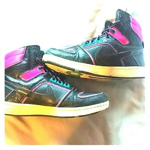 Neon and black Nike hightops