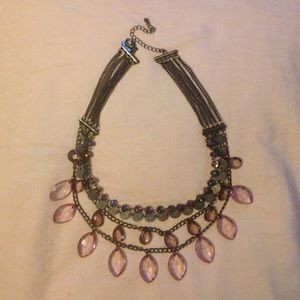 Tear-drop Purple and Silver Necklace