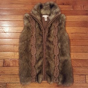 Brown Faux Fur Sweater Vest - Size Small