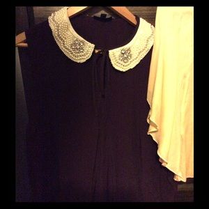 Topshop burgundy shirt with embroidered collar