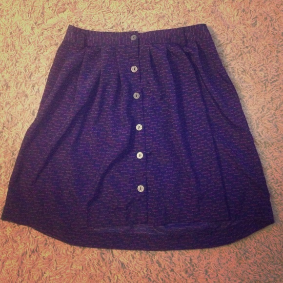 Key Print Button Down Skirt - Picture 1 of 3