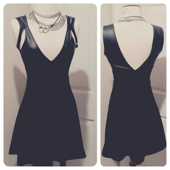 ASOS Dresses & Skirts - Plunge neck blk skater dress