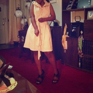 Beige Corset Button Down Dress