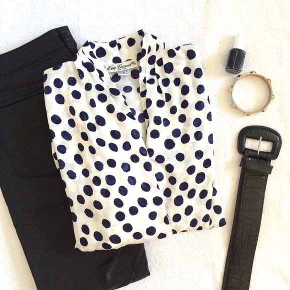 Vintage Tops - Vintage Polka Dot & Cherries Blouse