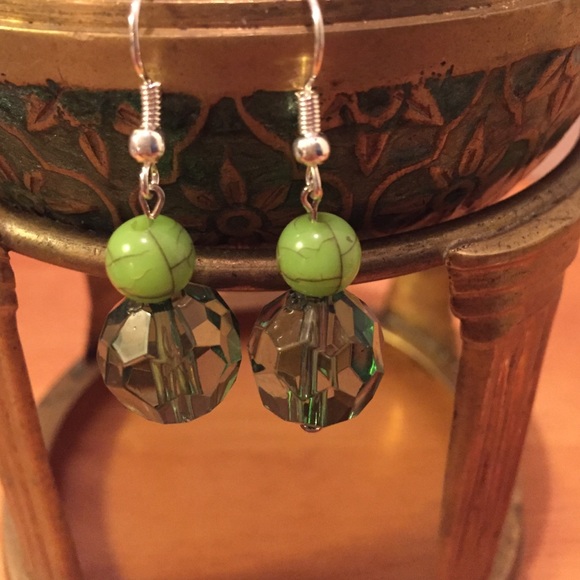 Green beaded earrings
