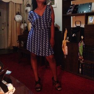 Frilly Blue V-Neck Dress