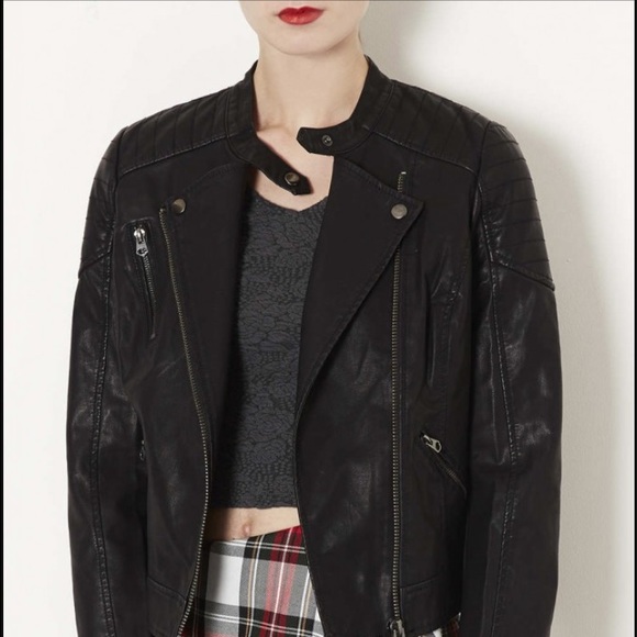 Topshop faux leather moto jacket