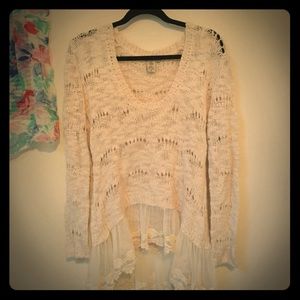 Cream & lace knit sweater