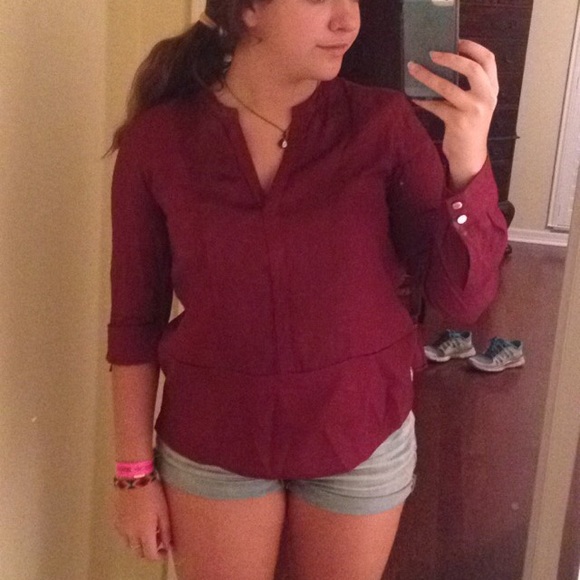 Calvin Klein burgundy v-neck blouse
