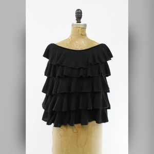 BCBG Ruffled Poncho Sweater Cape