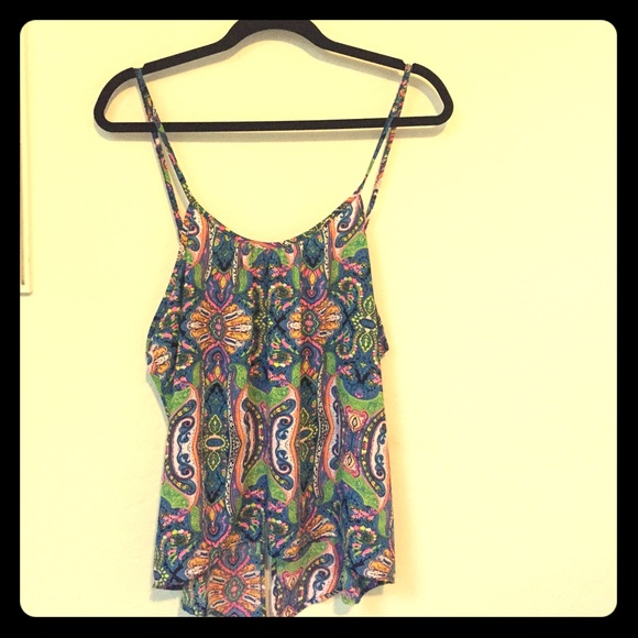 Neon paisley printed top