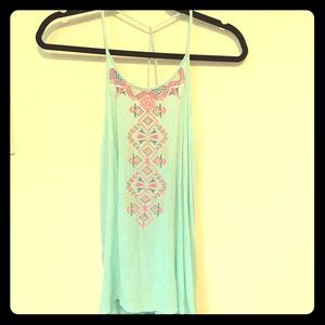 Baby blue tribal tank