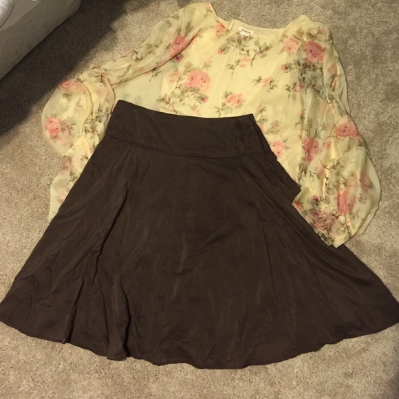 Brown Silk Skirt