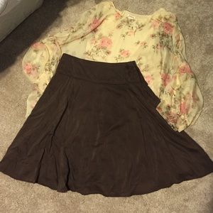 Brown Silk Skirt