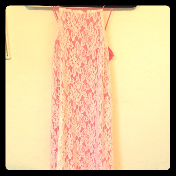 Hot pink & white lace dress