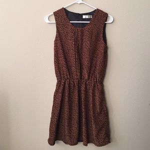 Japanese boutique brown dress w/black polka dots
