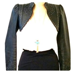 Genuine leather matador crop jacket