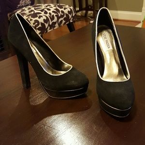 Black suede Steve Madden platforms
