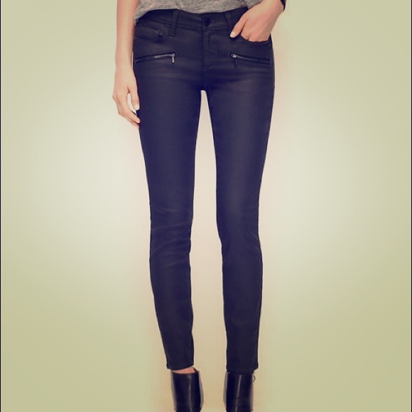 Anne Taylor Loft modern skinny glazed black jeans