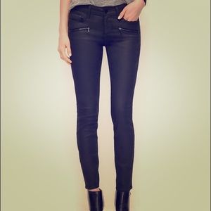 Anne Taylor Loft modern skinny glazed black jeans