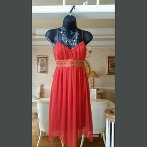 Burnt Orange Spaghetti Strap Dress